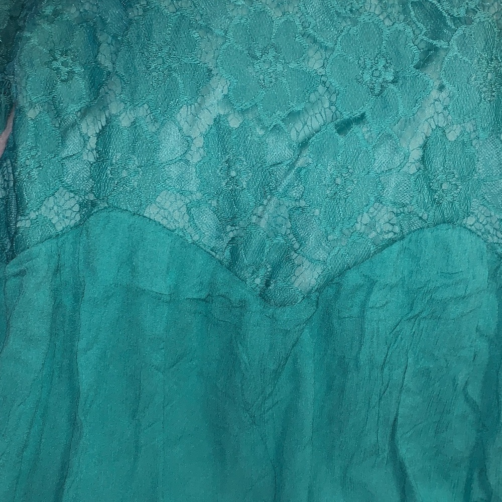 Chic Teal Lace Overlay Dress - Picture 5 of 7